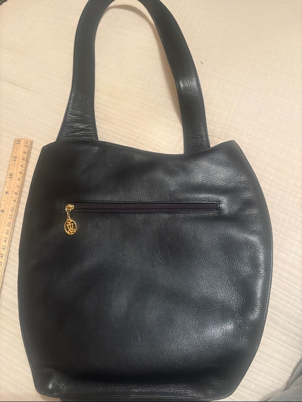 LLADRO Luxury Classic Black Leather Shoulder Bag - Picture 2 of 5